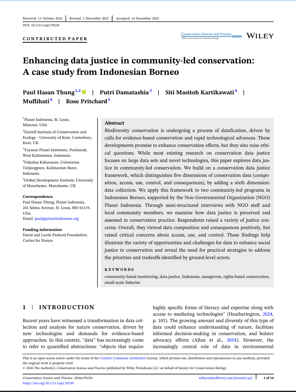 Enhancing data justice in community-led conservation